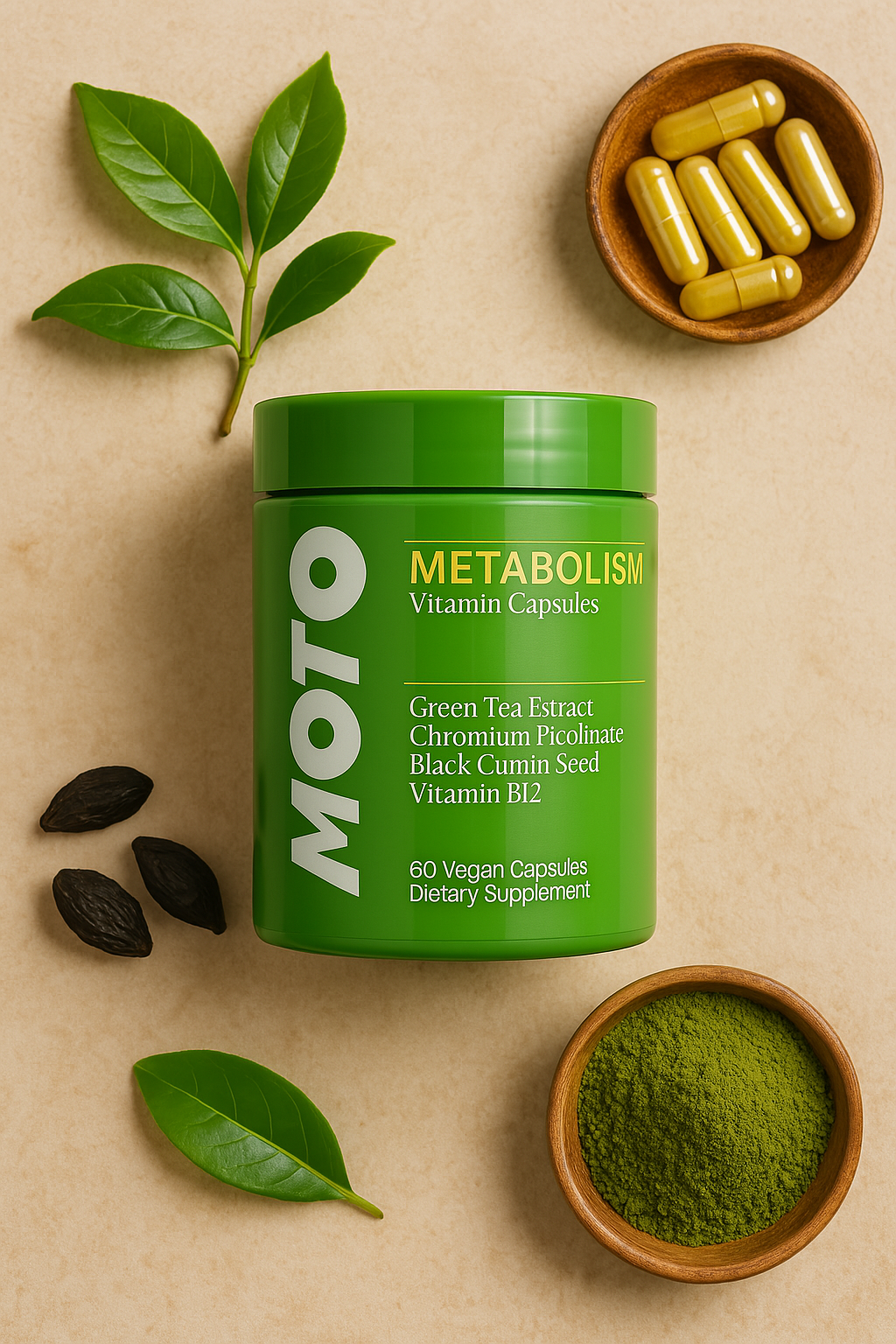 MOTO – Natürlicher Stoffwechsel- & Energie-Booster mit Grüntee, B12 & Schwarzkümmel
